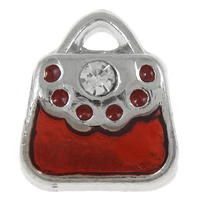Enamel Zinc Alloy European Beads, Handbag, plated, Customized & without troll & with rhinestone Approx 5mm 