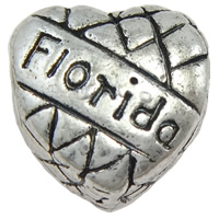 Zinc Alloy Message European Beads, Heart, plated, with letter pattern & without troll nickel, lead & cadmium free Approx 5mm 