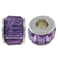 Rhinestone Zinc Alloy European Beads, Rondelle, plated, with glass rhinestone & without troll Approx 5mm 