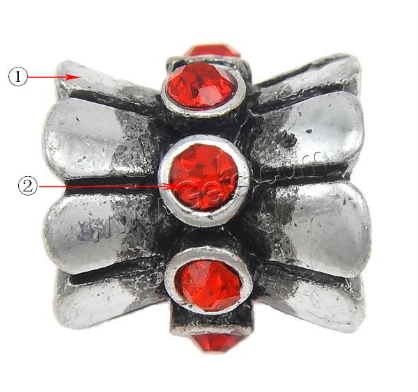 Rhinestone Zinc Alloy European Beads, Drum, plated, Customized & without troll & with rhinestone, more colors for choice, 10x10mm, Hole:Approx 5mm, Sold By PC