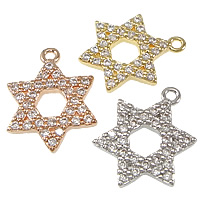 Cubic Zirconia Micro Pave Brass Pendant, Star of David, plated, Judaism Jewelry & micro pave cubic zirconia Approx 1mm 
