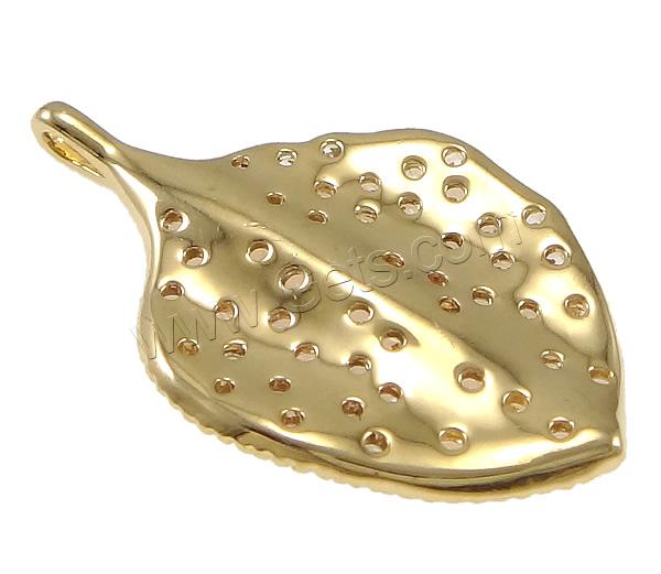 Cubic Zirconia Micro Pave Brass Pendant, Leaf, plated, micro pave cubic zirconia, more colors for choice, 17x28x2mm, Hole:Approx 1mm, Sold By PC