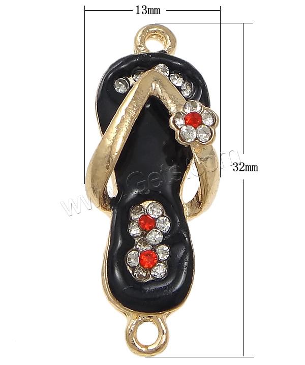 Enamel Zinc Alloy Connector, Shoes, plated, Customized & with rhinestone & 1/1 loop, more colors for choice, nickel, lead & cadmium free, 13x32x8mm, Hole:Approx 2mm, Sold By PC
