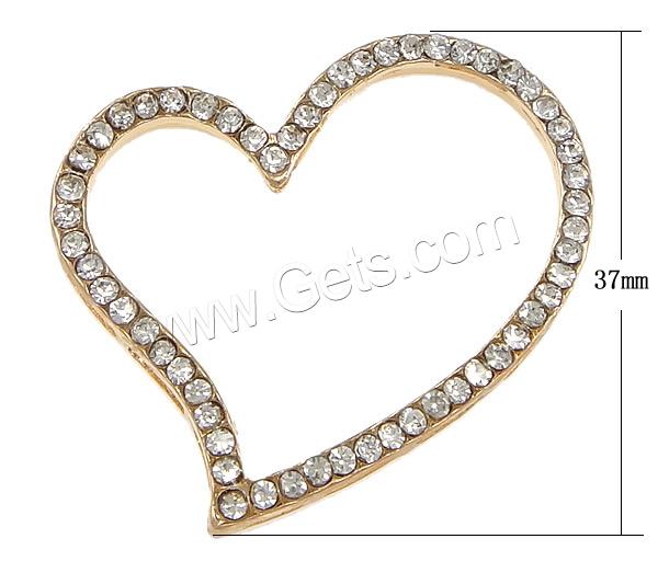 Zinc Alloy Heart Pendants, plated, Customized & with rhinestone, more colors for choice, nickel, lead & cadmium free, 37x37x5mm, Hole:Approx 3mm, Sold By PC