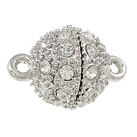 Zinc Alloy Magnetic Clasp, Oval, plated, with loop & with rhinestone nickel, lead & cadmium free Approx 2mm 