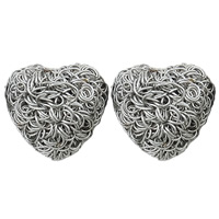 Iron Wire Beads, Heart, plated  & no hole lead & cadmium free 