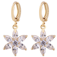 Gets® Jewelry Earring, Brass, Flower, 18K gold plated, with cubic zirconia nickel, lead & cadmium free, 15mm 