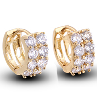 Gets® Jewelry Earring, Brass, 18K gold plated, with cubic zirconia, nickel, lead & cadmium free, 6mm 