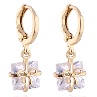 Gets® Jewelry Earring, Brass, Square, 18K gold plated, with cubic zirconia nickel, lead & cadmium free, 10mm