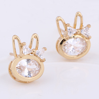 Gets® Jewelry Earring, Brass, Rabbit, 18K gold plated, with cubic zirconia nickel, lead & cadmium free, 10mm