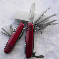 Schweizer Messer, Edelstahl, mit Silikon, plattiert, rot, 25x90x18mm, verkauft von PC