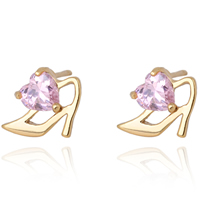 Gets® Jewelry Earring, Brass, Shoes, 18K gold plated, with cubic zirconia nickel, lead & cadmium free, 9.5mm 