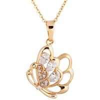 Gets® Jewelry Necklace, Brass, Butterfly, plated, oval chain & with cubic zirconia nickel, lead & cadmium free Approx 17.5 Inch 