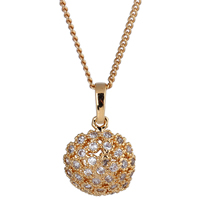 Cubic Zircon Micro Pave Brass Necklace, Dome, 18K gold plated, twist oval chain & micro pave cubic zirconia & hollow Approx 18 Inch 