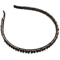 Bandeaux pour les cheveux, cristal, avec velours de coton & perles de rocaille en verre & fer, facettes, noir Vendu par PC