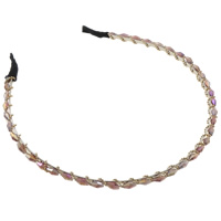 Bandeaux pour les cheveux, cristal, avec chaîne en laiton & tissu & fer, facettes, quartz rose lumineux Vendu par PC