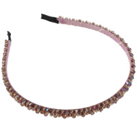 Bandeaux pour les cheveux, cristal, avec tissu & fer, facettes, quartz rose lumineux Vendu par PC