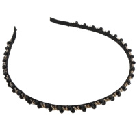 Bandeaux pour les cheveux, cristal, avec tissu & perles de rocaille en verre & fer, facettes, noir Vendu par PC