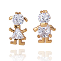 Gets® Jewelry Earring, Brass, Girl, 18K gold plated, with cubic zirconia, nickel, lead & cadmium free, 13.5mm