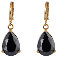 Gets® Jewelry Earring, Brass, Teardrop, 18K gold plated, with cubic zirconia & faceted nickel, lead & cadmium free 