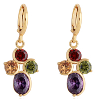 Gets® Jewelry Earring, Brass, Rhombus, 18K gold plated, with cubic zirconia, multi-colored, nickel, lead & cadmium free 