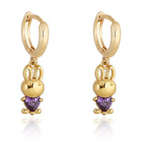 Gets® Jewelry Earring, Brass, Rabbit, 18K gold plated, with cubic zirconia nickel, lead & cadmium free, 24mm 
