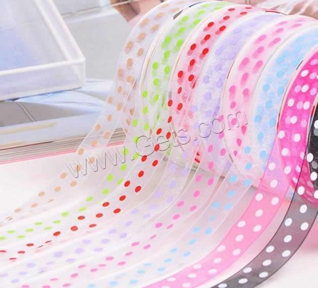 Organza Ribbon, printing, different size for choice & with round spot pattern & single-sided, mixed colors, 3PCs/Lot, 200Yards/PC, Sold By Lot