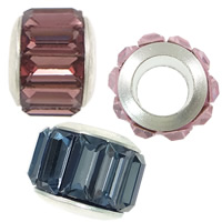 Zinc Alloy European Beads, with Glass, Rondelle, plated & zinc alloy single core without troll nickel, lead & cadmium free 