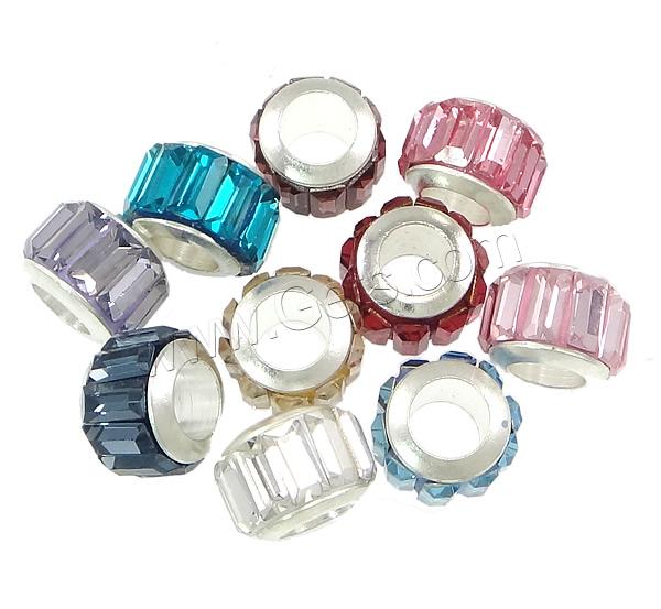 Zinc Alloy European Beads, with Glass, Rondelle, plated, different size for choice & zinc alloy single core without troll, more colors for choice, nickel, lead & cadmium free, Sold By PC