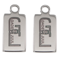 Stainless Steel Pendants, 304 Stainless Steel, Rectangle, original color Approx 1.8mm 