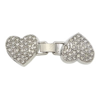 Zinc Alloy Fold Over Clasp, Heart, plated, Customized & with end cap & with rhinestone nickel, lead & cadmium free Approx 