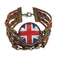 Combined Bracelet, Zinc Alloy, infinity, with leather cord & Wax Cord, with 1.9Inch extender chain, antique bronze color plated, braided & multi-strand, brown, nickel, lead & cadmium free Approx 7.1 Inch 