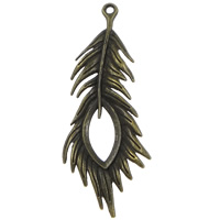 Zinc Alloy Feather Pendants, plated nickel, lead & cadmium free Approx 2.5mm, Approx 