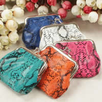 PU Leather Coin Purse, with Iron, platinum color plated, mixed colors 