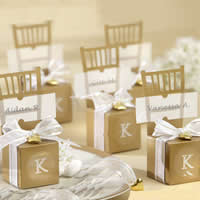 Wedding Candy Box, Paper, with Satin Ribbon & Plastic, Chair, handmade, with letter pattern, gold 
