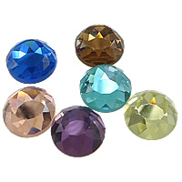 Faceted Glass Cabochon, Flat Round & flat back 