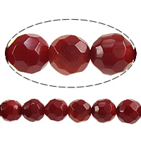 Natural Coral Beads, Round, faceted, red, Grade AA, 7mm Approx 0.5mm Approx 15 Inch, Approx 