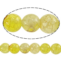 Natürliche Drachen Venen Achat Perlen, Drachenvenen Achat, rund, gelb, 6mm, Bohrung:ca. 0.8-1mm, Länge:ca. 14 ZollInch, ca. 63PCs/Strang, verkauft von Strang