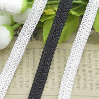 Lace Trim & Ribbon, Polyester, with nylon elastic cord, mixed colors, 10mm 