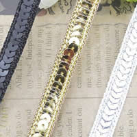 Lace Trim & Ribbon, Nylon Cord, with Plastic Sequin & Polypropylene(PP) 10mm 
