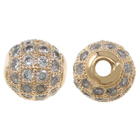 Cubic Zirconia Micro Pave Brass Beads, Round, plated, micro pave cubic zirconia 8mm Approx 1.5mm 