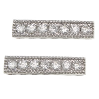 Brass Spacer Bar, Rectangle, plated, micro pave cubic zirconia Approx 0.8mm 