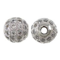 Cubic Zirconia Micro Pave Brass Beads, Round, plated, micro pave cubic zirconia 7.5mm Approx 1.5mm 