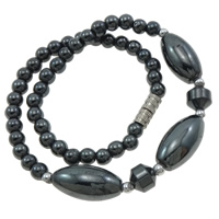 Non Magnetic Hematite Bracelet, brass screw clasp, Oval, single-strand, black Approx 9.5 Inch 