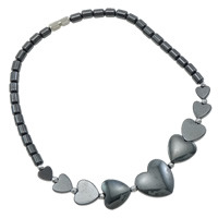 Non Magnetic Hematite Bracelet, brass screw clasp, Heart, black Approx 10 Inch 