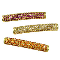 Cubic Zirconia Micro Pave Brass Beads, Tube, plated, Customized & micro pave cubic zirconia & hollow Approx 2mm 