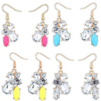 Crystal Drop Earring, Zinc Alloy, with Crystal & Resin, gold color plated, mixed colors, nickel, lead & cadmium free 