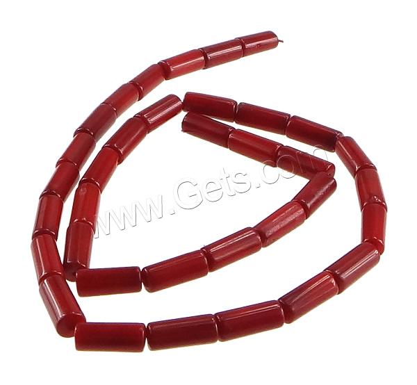 Natural Coral Beads, Tube, different size for choice, red, Hole:Approx 0.5mm, Length:Approx 15 Inch, Sold By Strand