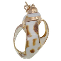 Trompette Shell pendentif en laiton, coquille de trompette, avec laiton, conque, Placage de couleur d'or Environ 4mm, Vendu par PC
