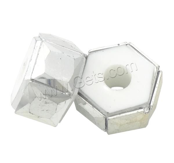 Resin Rhinestone Beads, Hexagon, platinum color plated, different size for choice & with resin rhinestone, Hole:Approx 3-5mm, Sold By Bag